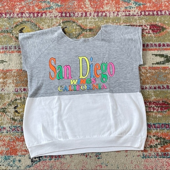 Vintage San Diego California 1980s Shortsleeve Jumper Pullover Sweatshirt - Picture 1 of 5